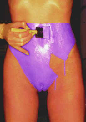painting on some purple liquid latex